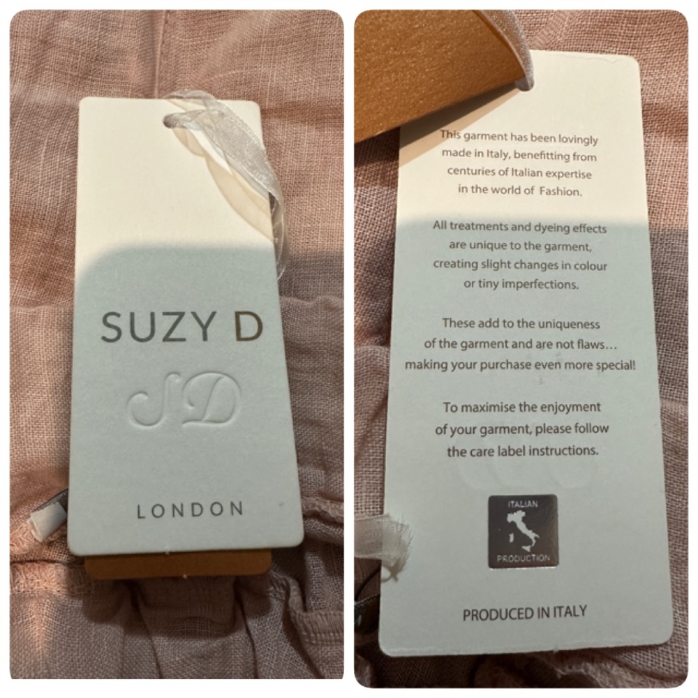 Suzy D London Light Pink Linen Sahara Ultra Wide Leg Culotte Pants Med NWT - Picture 15 of 16